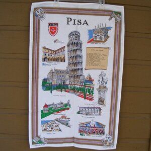 SOUVENIR Tea Towel, 35x22, Vintage PISA, Cotton